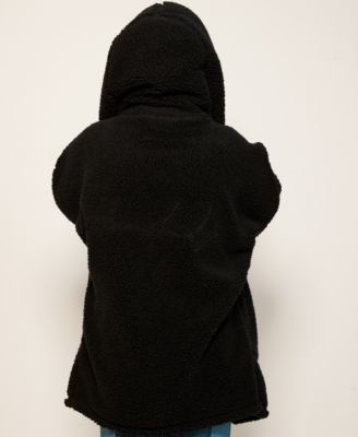 Hooded Sherpa Button Front Lounger Jacket