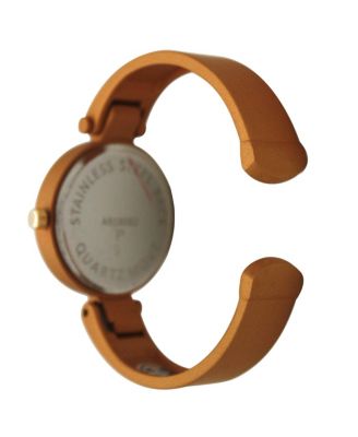 Tan Solid Colors And Rhinestone Detail Bangle Watch