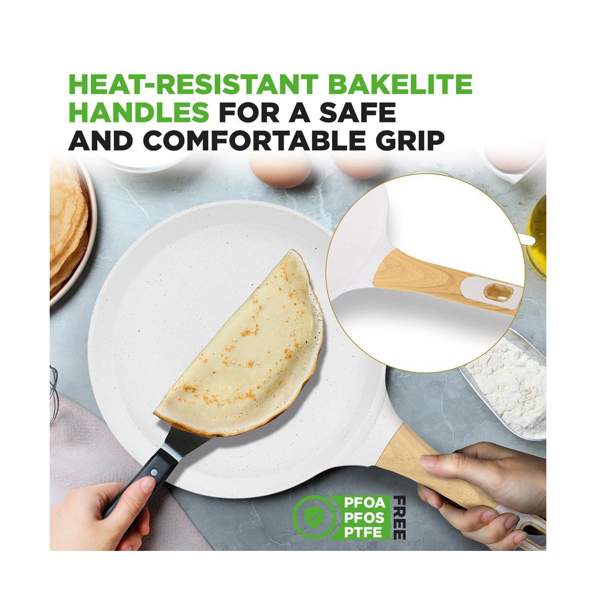 NutriChef 17.3” Non-Stick Crepe Pan with Wooden Spreader (NCMKCP0024WT)