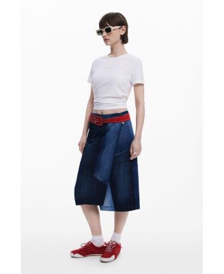 Women's Crossed denim midi skirt