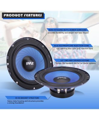 6.5'' Two-Way Component Speaker System, 360W, 4 Ohm, Blue (Pair)