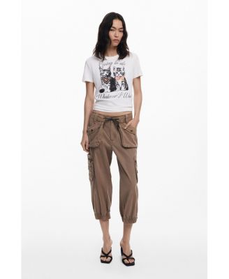 Women's T-shirt with cat rhinestones