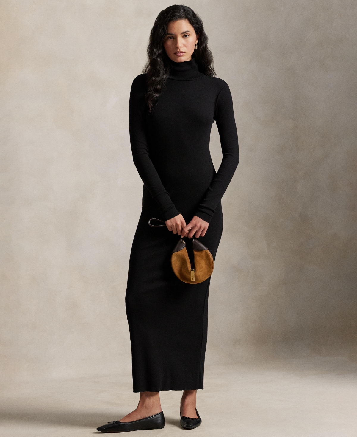 Polo Ralph Lauren Women's Ribbed Turtleneck Dress In Black