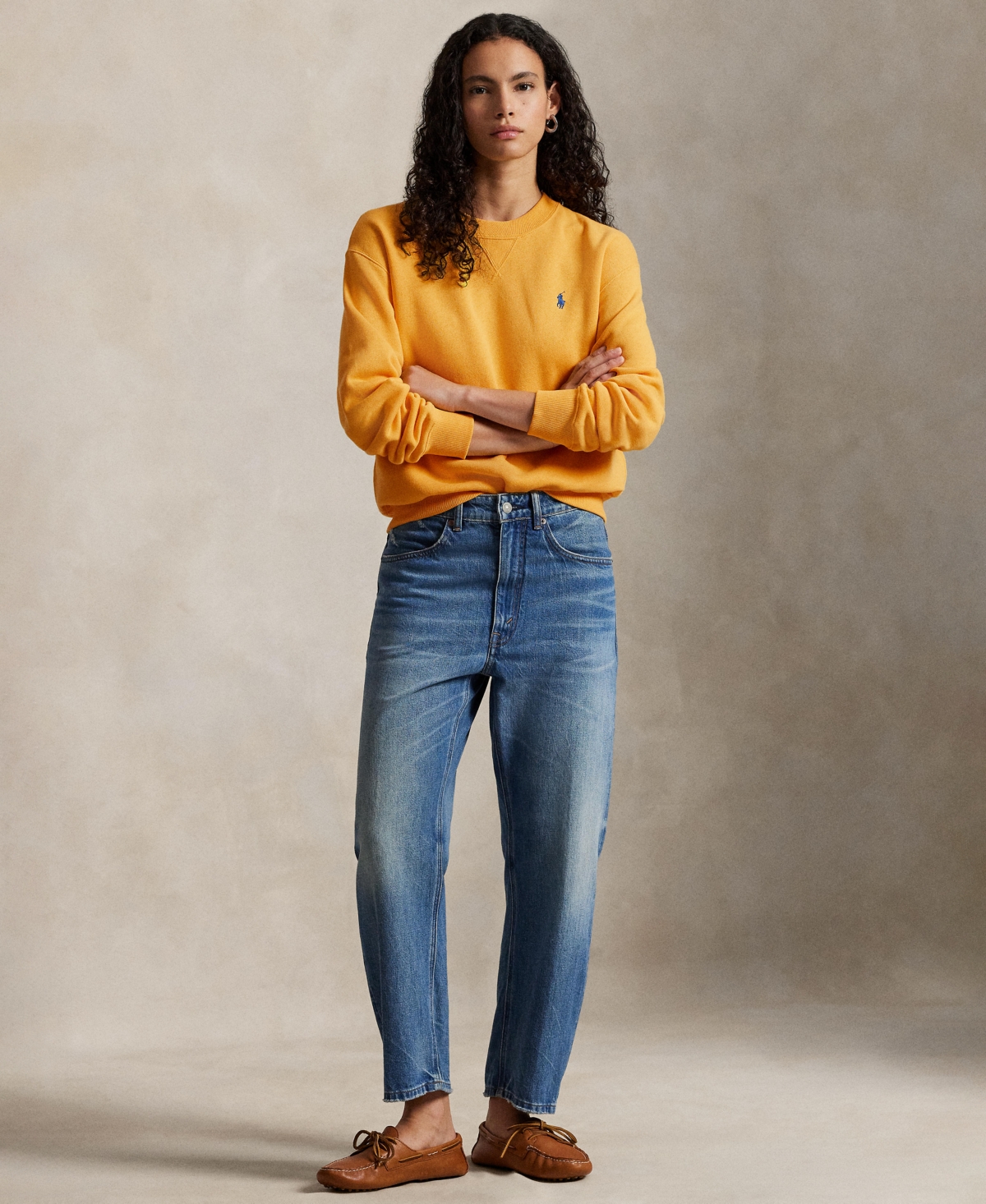 Polo Ralph Lauren Women's Fleece Crewneck Sweatshirt In Yellow