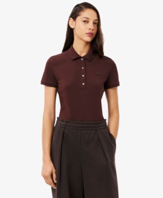 LACOSTE Women's Short Sleeve Slim-Fit Polo Top
