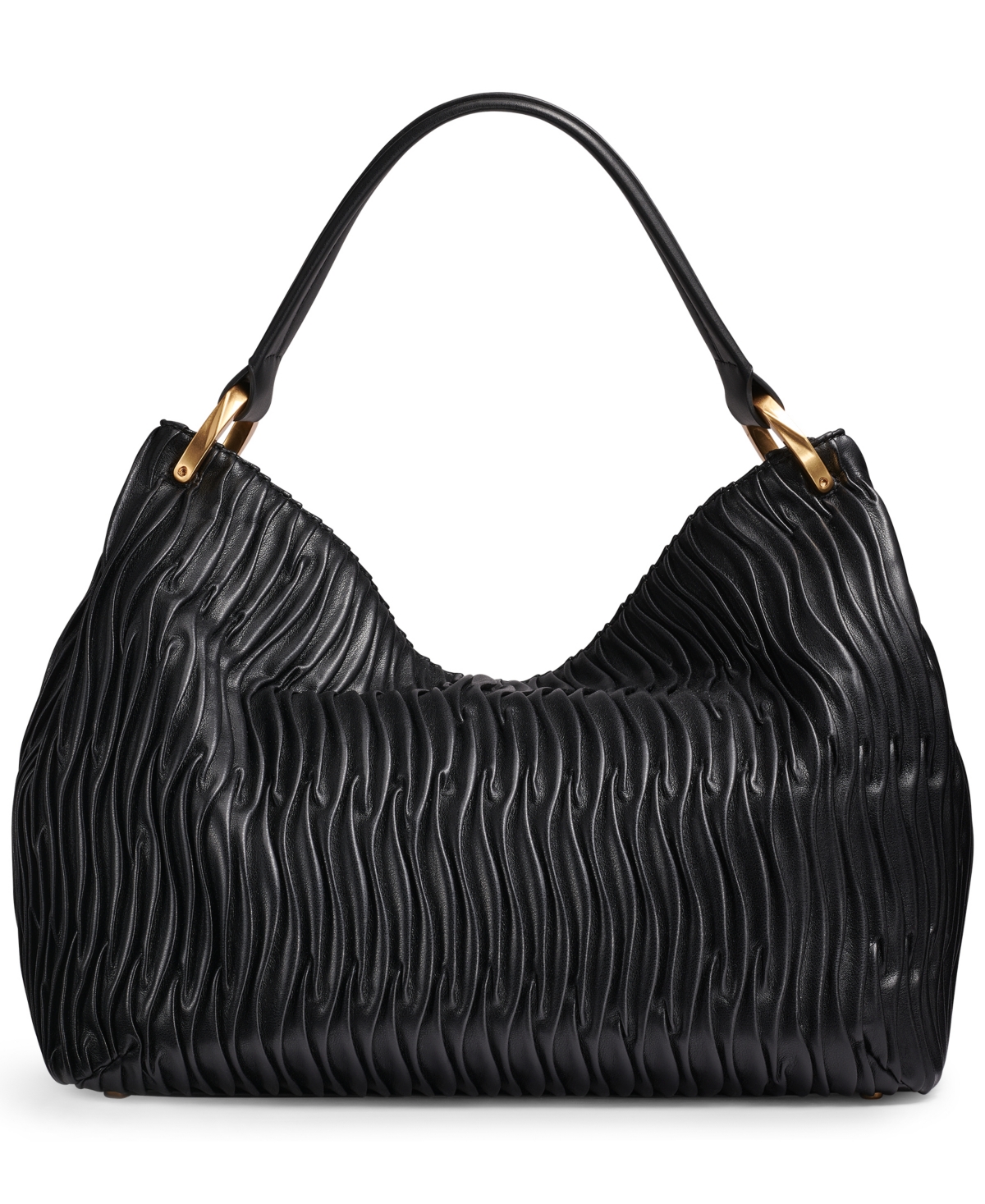 Donna Karan Glenwood Pleated Large Shoulder Handbag In Black
