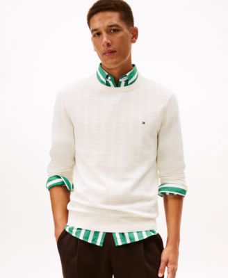 Men's Textured Cotton Crewneck Sweater