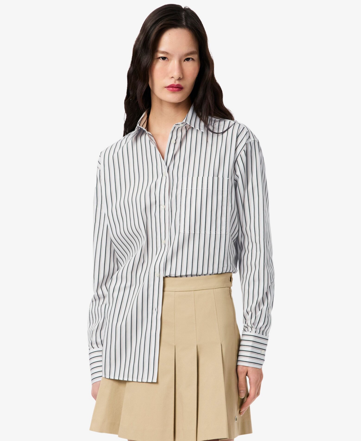 Lacoste Usa Women's Striped Oversized Shirt