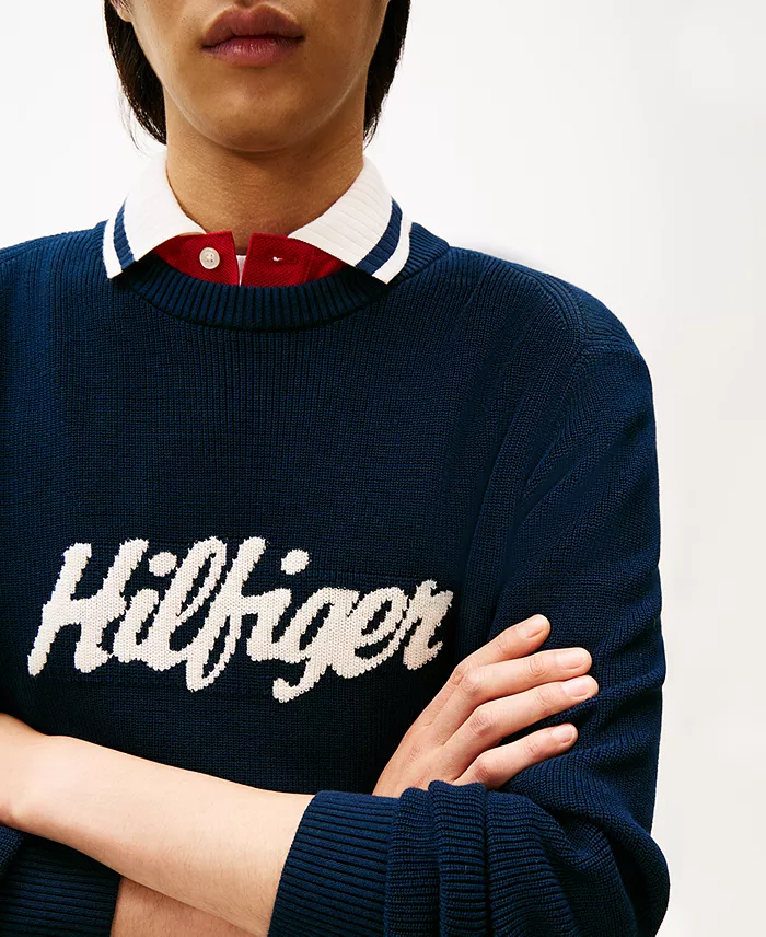 Men's Crewneck Logo Intarsia Graphic Sweater - thumbnail 7