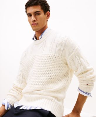 Men's Flag Cable Crewneck Sweater