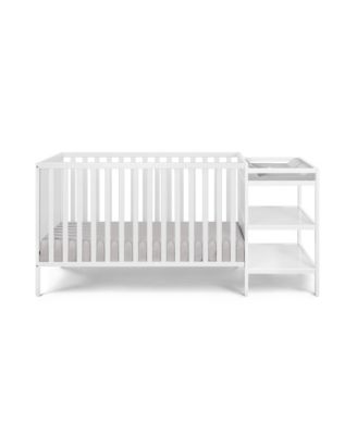  White 3-in-1 Convertible Crib and Changer Combo with Drawers and Open Shelving