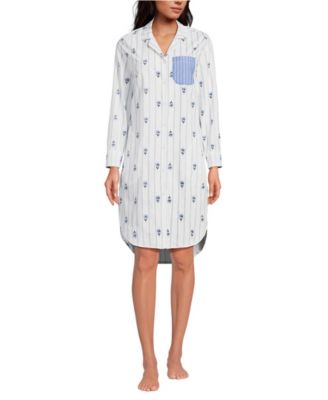 Women's Cotton Poplin Long Sleeve Sleepshirt Nightgown