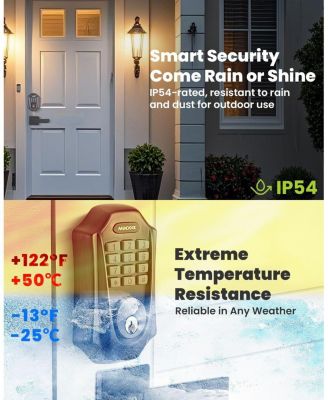 Keyless-Entry Smartphone Bluetooth Deadbolt Smart Lock with Touch Keypad, Auto-Lock, IP54 Waterproof, Venetian Bronze