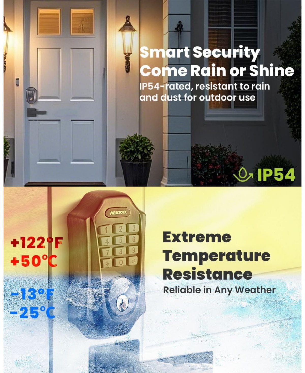 Zachvo Keyless-Entry Smartphone Bluetooth Deadbolt Smart Lock with Touch Keypad, Auto-Lock, IP54 Waterproof, Venetian Bronze