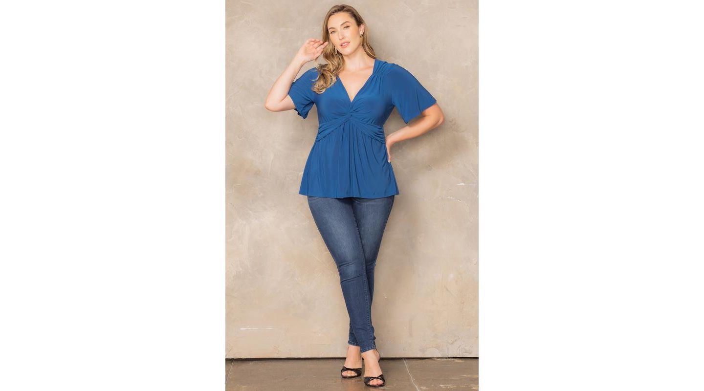 Женский топ Kiyonna Plus Size Abby Twist Front Top, цвет: Синий, вариант 1 — фото 6