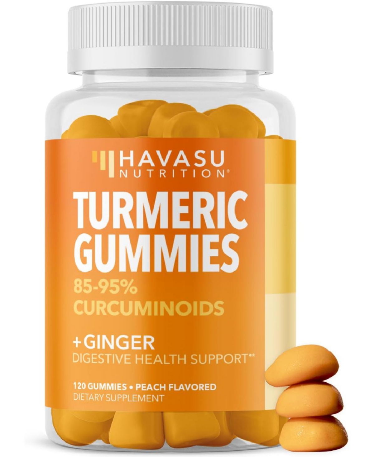 Havasu Nutrition Turmeric & Ginger Gummies, Peach, 120ct