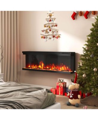 50" 3-Sided Electric Fireplace Insert with Remote Control, Adjustable Thermostat, and Wall-Mount or Recessed Installation