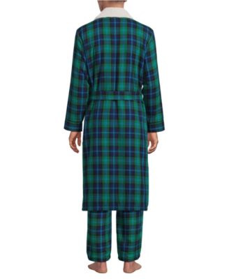Men's High Pile Fleece Lined Flannel Robe