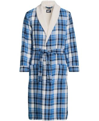 Men's High Pile Fleece Lined Flannel Robe