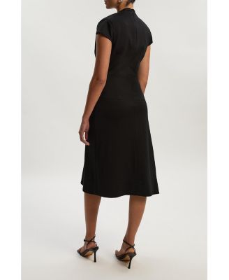 Women's Ponte V-Neck Midi Dress