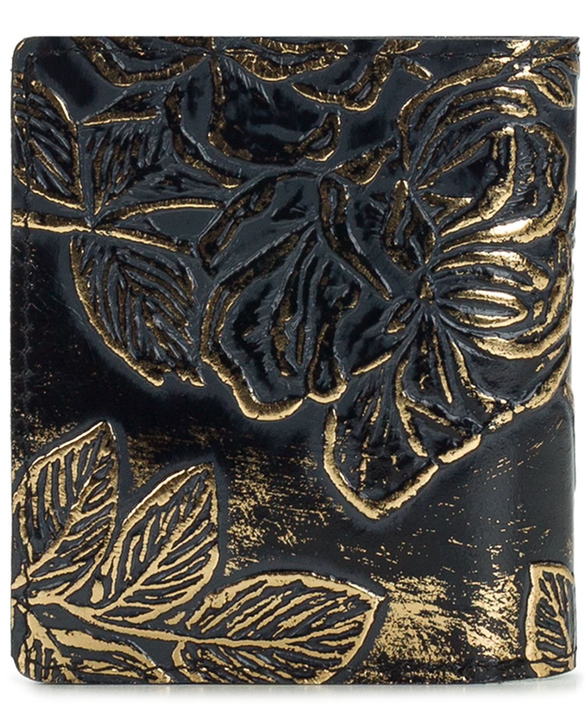 Patricia Nash Linette Bark Leaves Snap Wallet In Black