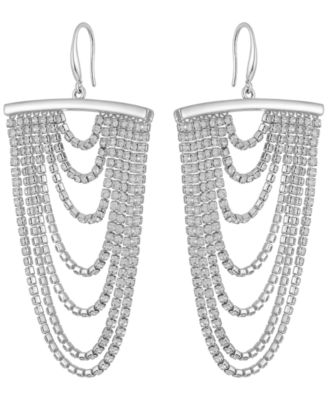 Rhinestones Tassel Drop Earrings (also in Silver-Tone)