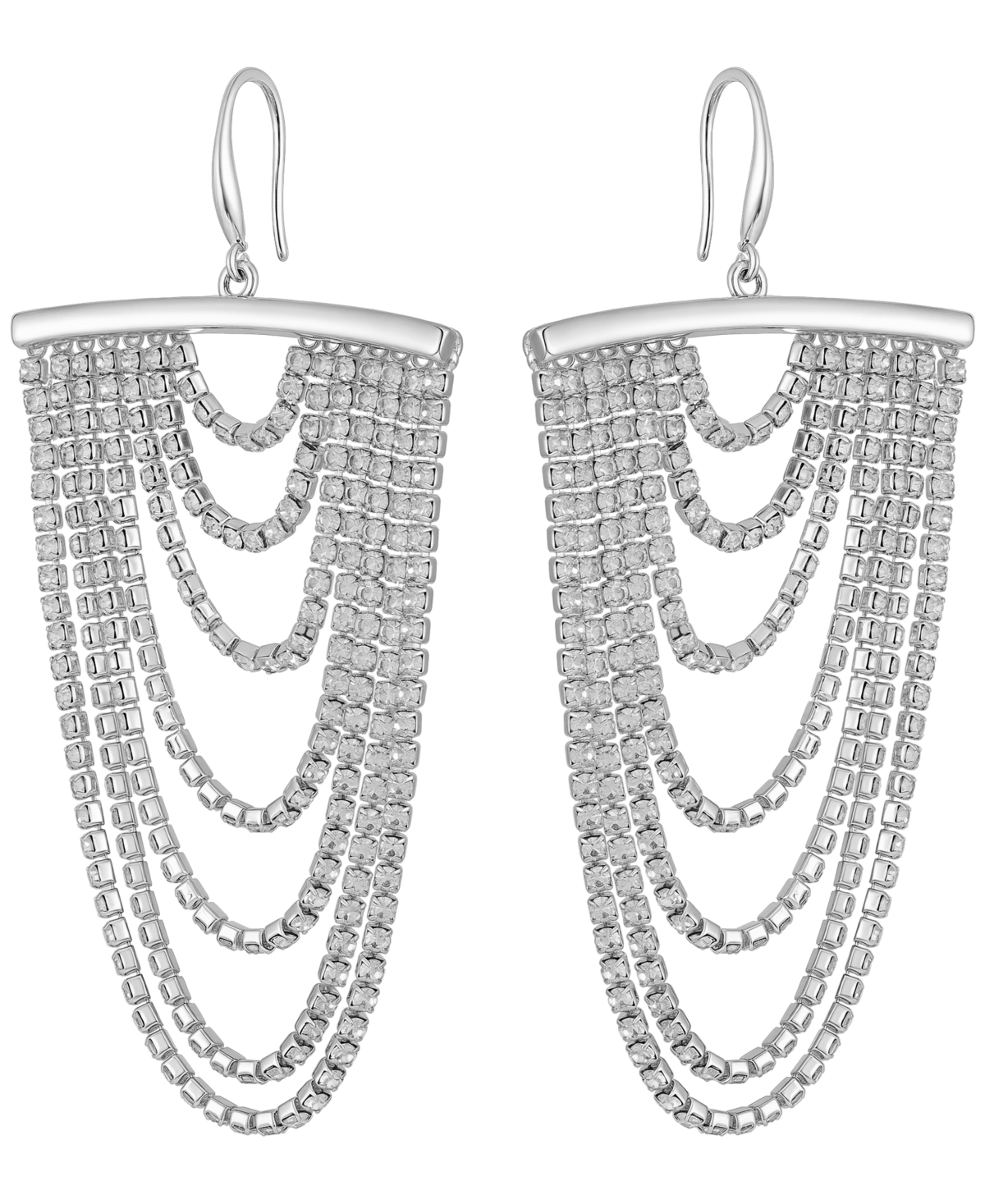 Guess Rhinestones Tassel Drop Earrings (also In Silver-tone) In Silver