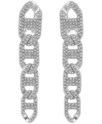 Glass Stone Chain Link Drop Earrings (also in Silver-Tone)