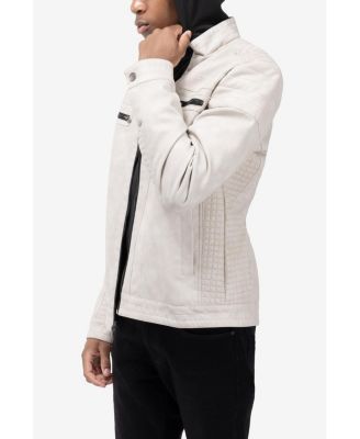 Men's PU Leather Jacket With Hood And Faux Shearling Lining