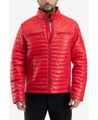 Men's PU Quilted Jacket With Faux Shearling Lining