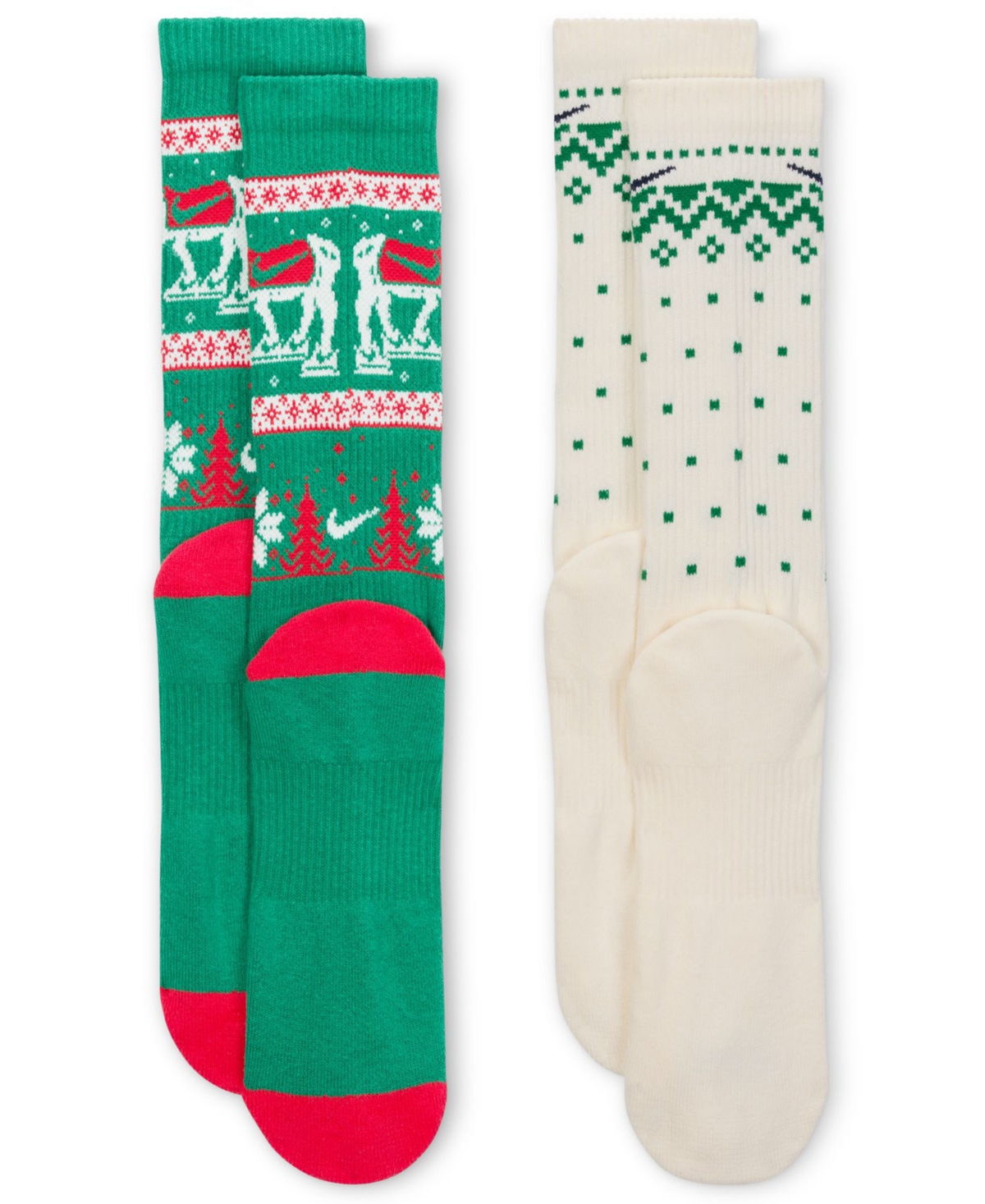 Nike Men's 2-pack Everyday Cushioned Winter Wonderland Crew Socks In Multi