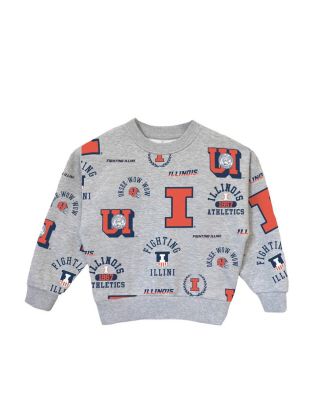 Big Girls Gray Illinois Fighting Illini Always on Repeat Pullover Sweatshirt