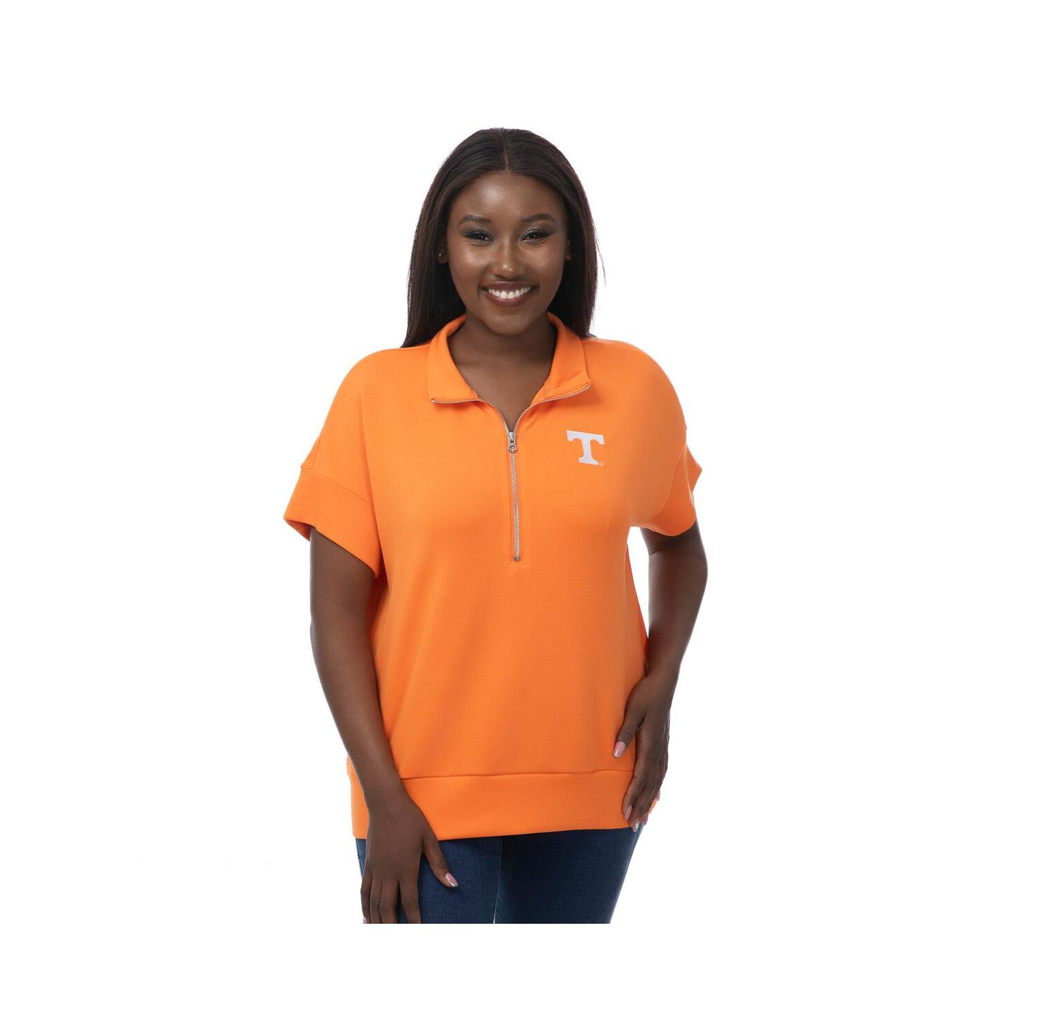 Women's Tennessee Orange Tennessee Volunteers Tri-Blend Quarter-Zip Flowy Top