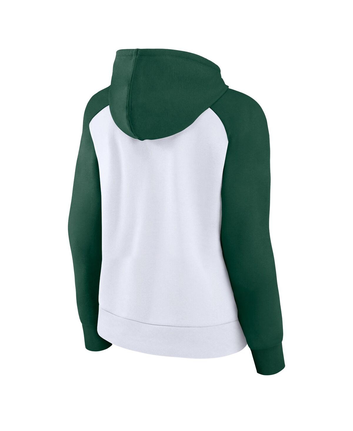 Fanatics Women's White/green Portland Timbers Instep Raglan Pullover Hoodie In Multi