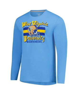 Men's Light Blue West Virginia Mountaineers Throwback Helmet Long Sleeve T-Shirt