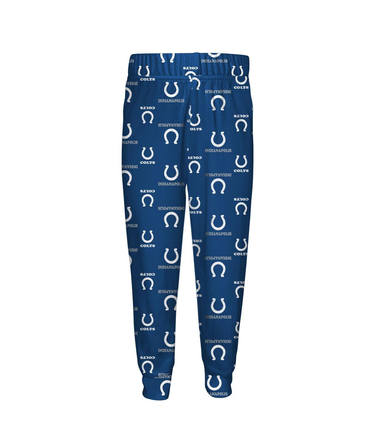 Outerstuff Toddler 2-piece Royal Indianapolis Colts All-over-print Long Sleeve T-shirt And Pants Sleep Set In Blue