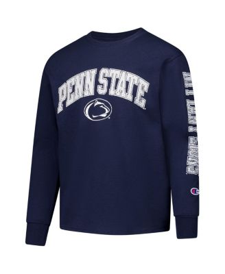 Big Boys and Girls Navy Penn State Nittany Lions Distressed Arch Over Logo Long Sleeve T-Shirt