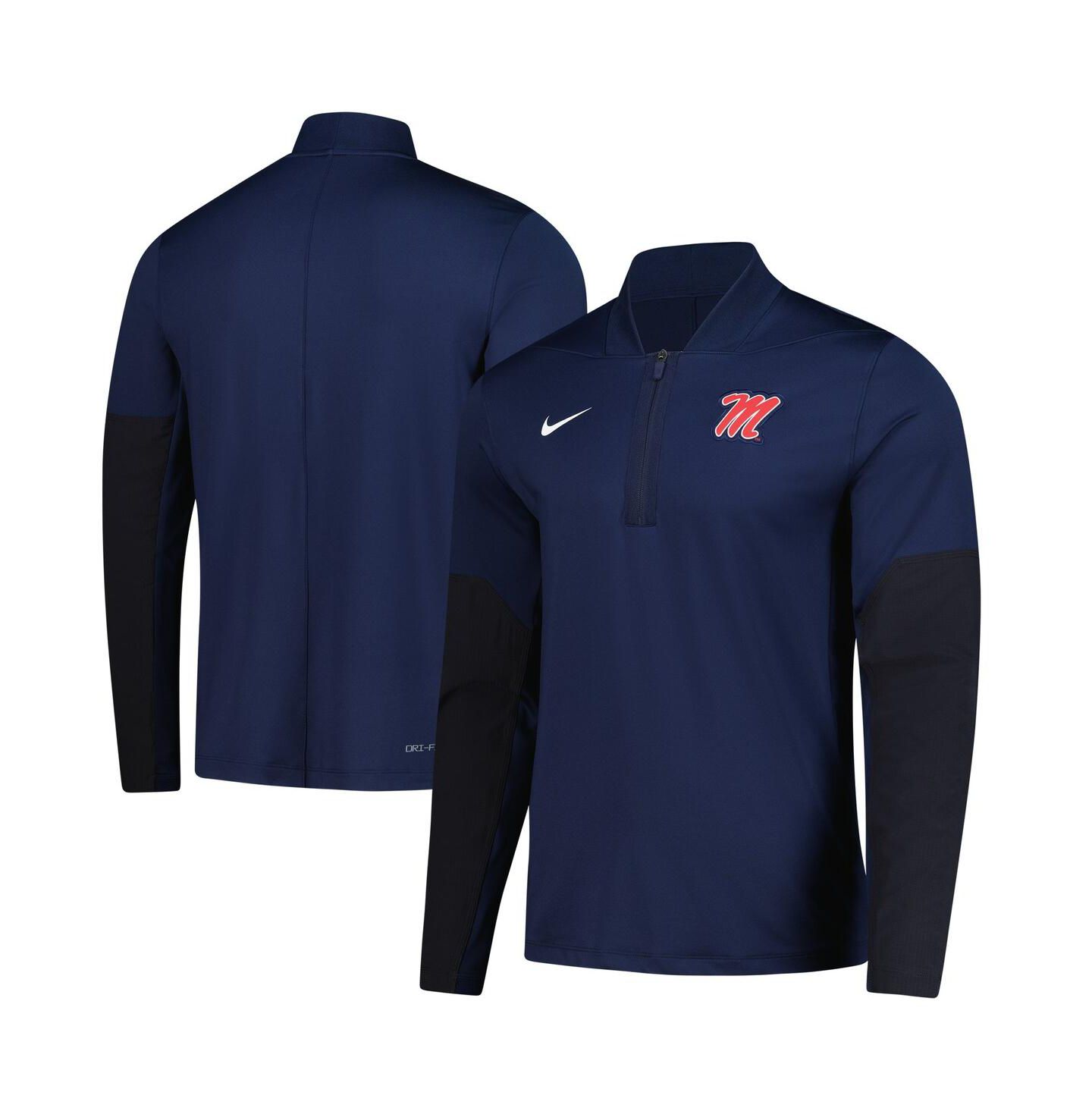 Мужское худи Nike Navy Ole Miss Rebels Dri-FIT Half-Zip Pullover — фото 1