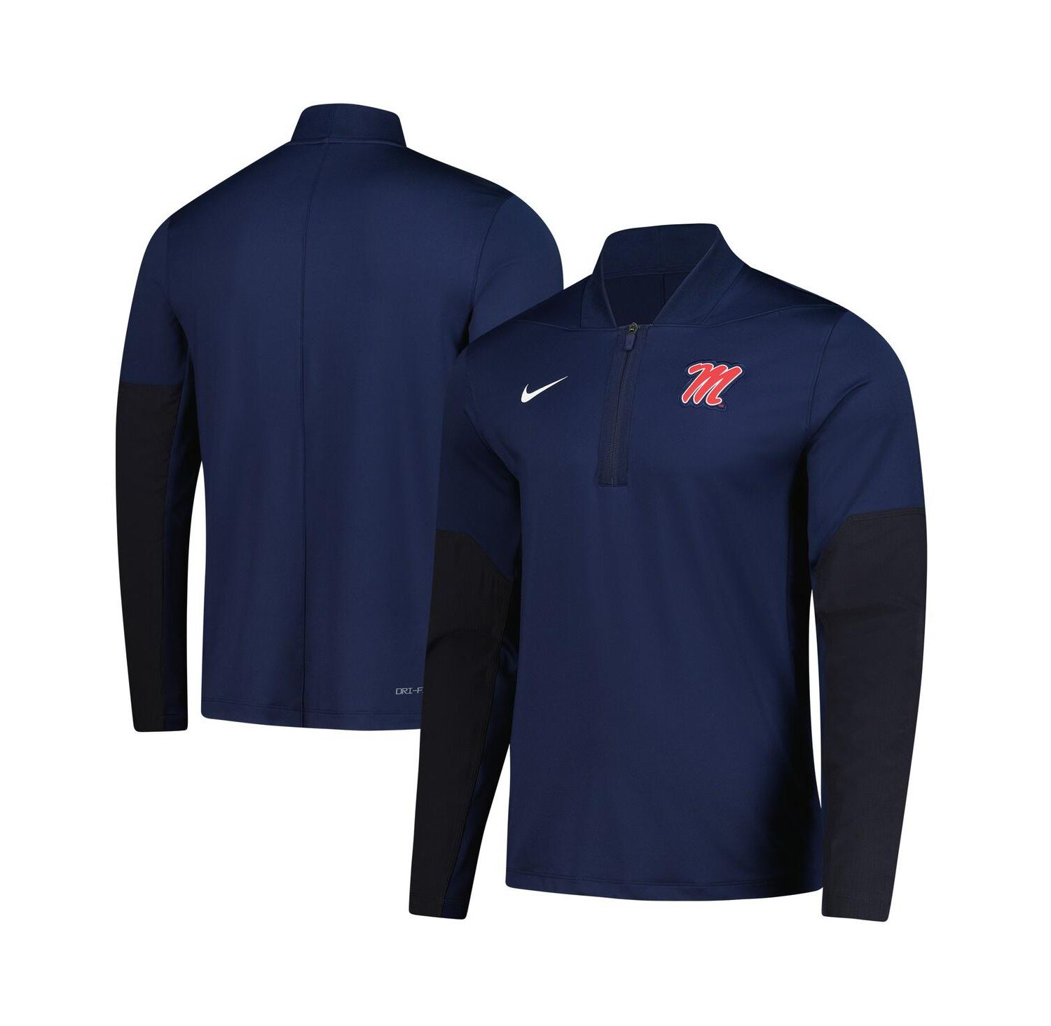 Men's Navy Ole Miss Rebels Dri-FIT Half-Zip Pullover Hoodie