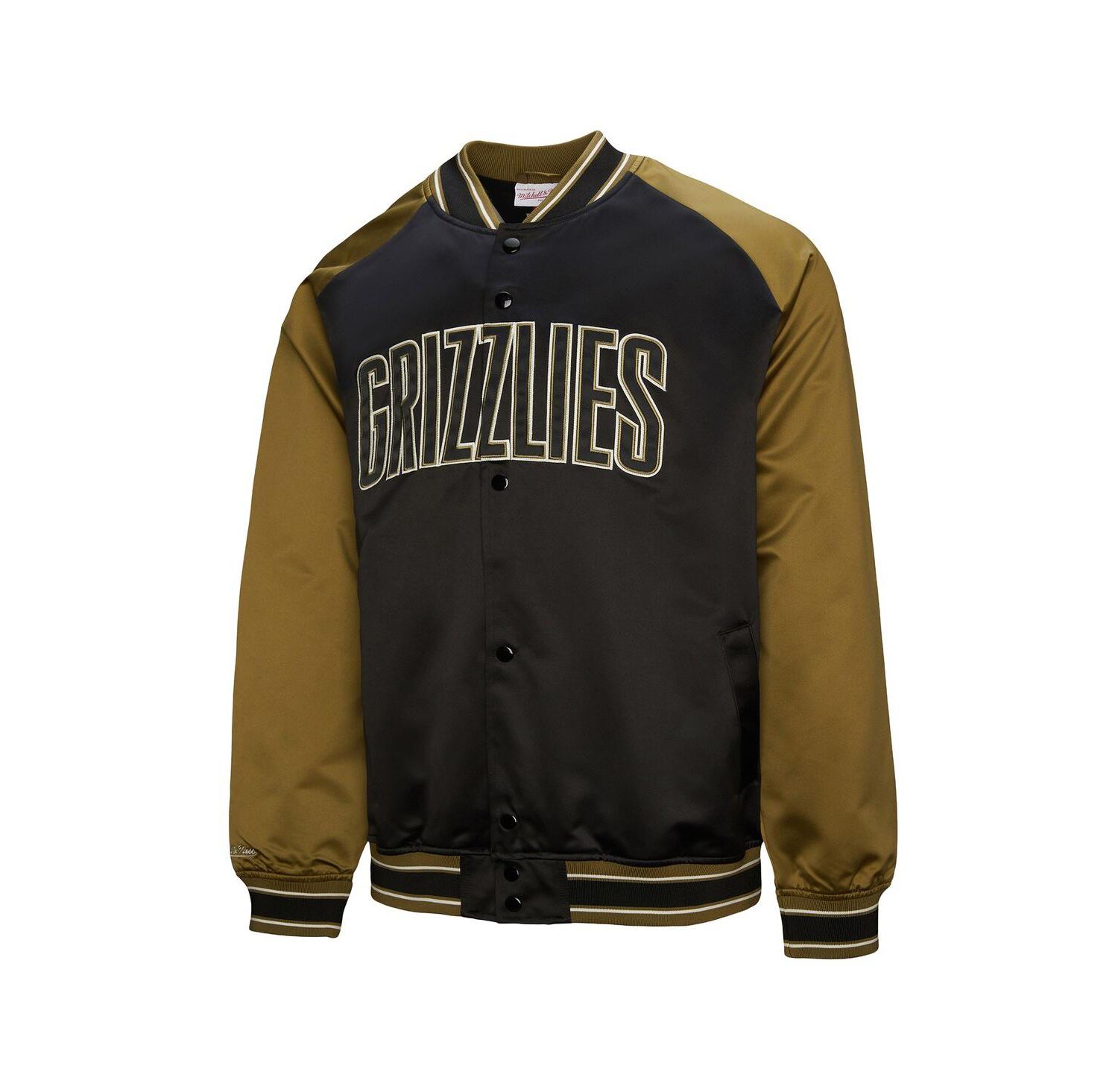 Men's Olive/Black Memphis Grizzlies Clutch Satin Raglan Full-Snap Jacket