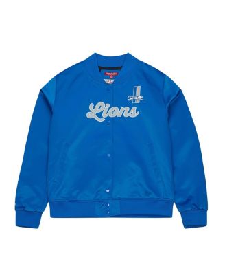 Women's Blue Detroit Lions Full-Snap Satin Jacket