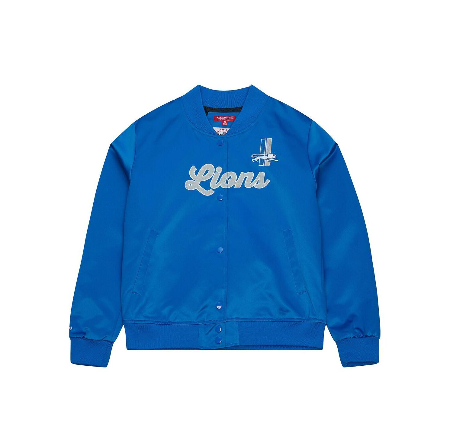 Women's Blue Detroit Lions Full-Snap Satin Jacket