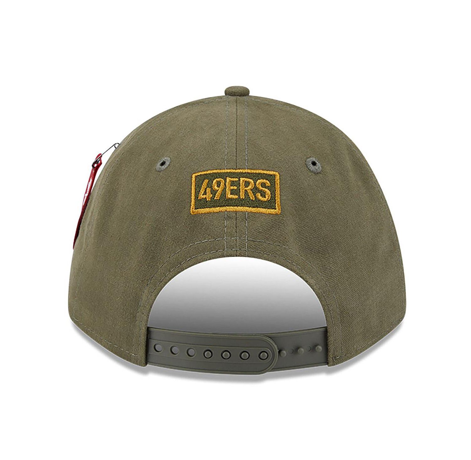 x Alpha Industries Men's Olive San Francisco 49ers A-Frame 9FORTY Adjustable Hat