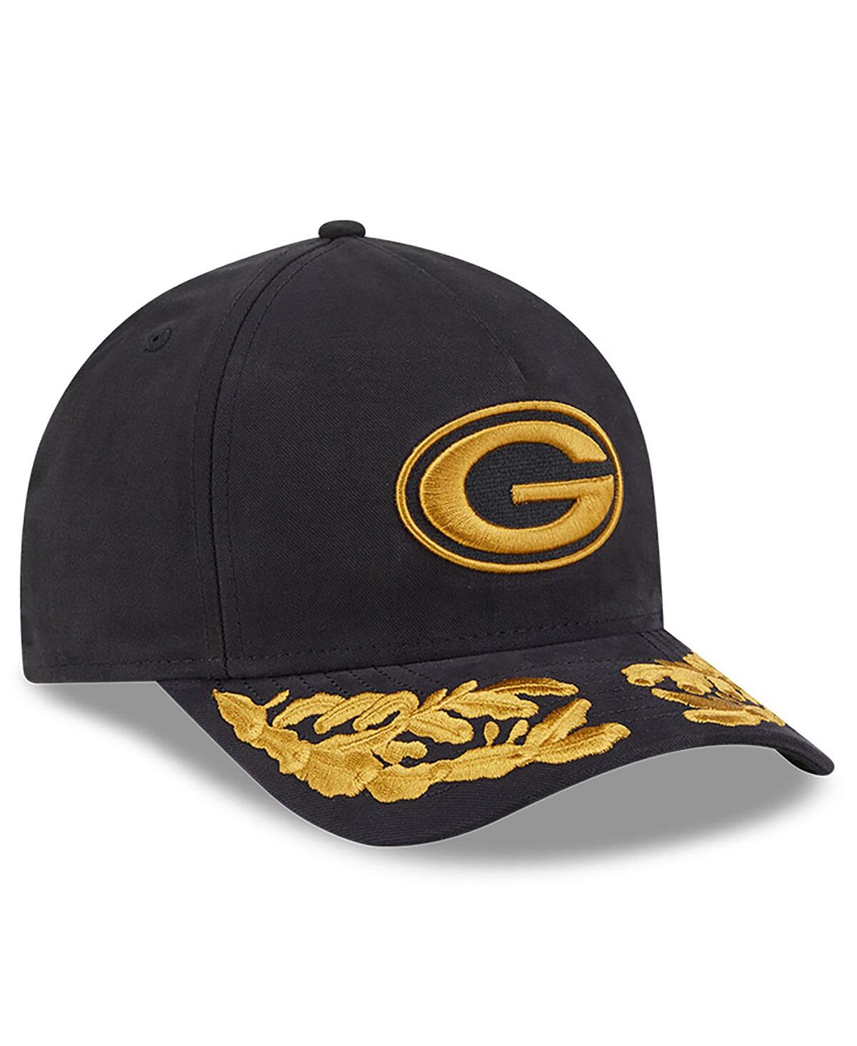 New Era X Alpha Industries Men's Black Green Bay Packers A-frame 9forty Adjustable Hat In Black