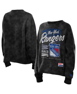 New Era - Women's Black New York Rangers Oversized Throwback Mineral Wash Sweatshirt