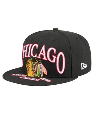 New Era - Men's Black Chicago Blackhawks Oversized Arch 59Fifty Fitted Hat