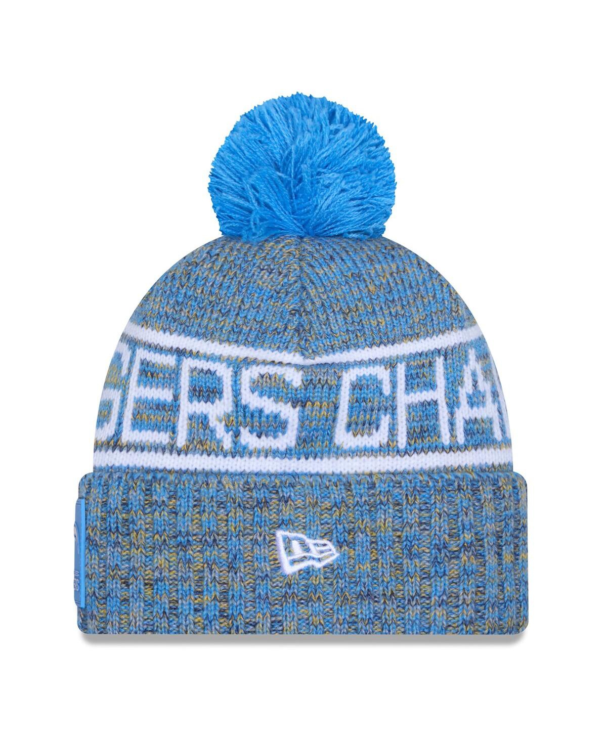 New Era Men's Powder Blue Los Angeles Chargers 2025 Sideline Cold Weather Cuffed Pom with Knit Hat