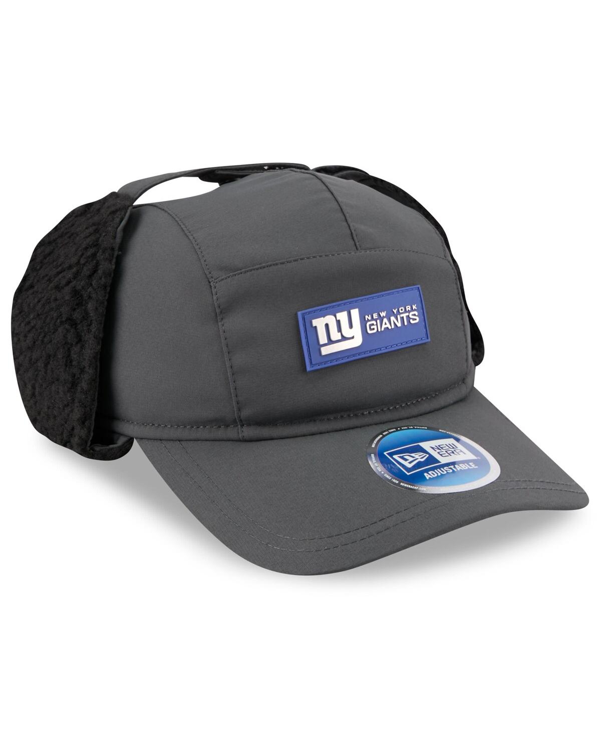 New Era Men's Charcoal New York Giants 2025 Sideline Cold Weather Runner Dog Ear Adjustable Hat In Black