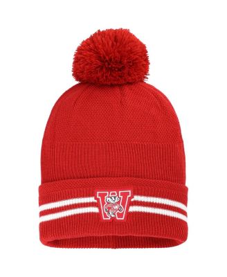 Under Armour - Men's Red Wisconsin Badgers Throwback Drive Cuffed Knit Hat with Pom