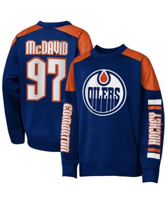 Outerstuff - Big Boys and Girls Connor McDavid Royal Edmonton Oilers Best Defense Name Number Crewneck Sweatshirt